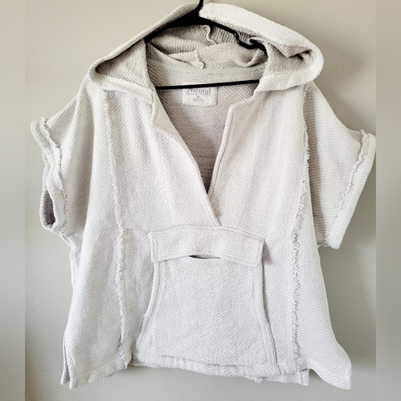 Natural Reflection Women's 100%Cotton Slouchy Knit/Fringe Short Sleeve Hoodie M - Picture 4 of 16